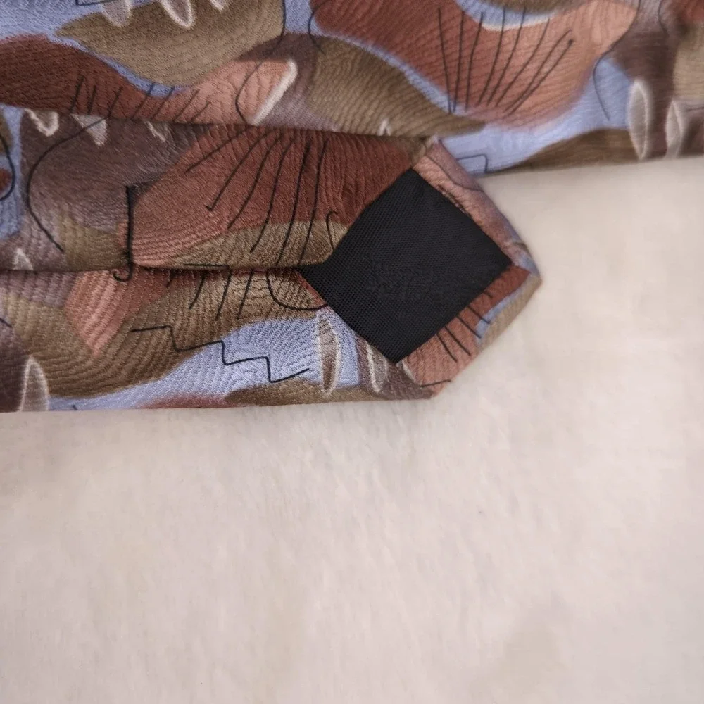 VINTAGE J Garcia Tie Mens‎ Brown Silk Duckworm Alarm Collection Limited Edition